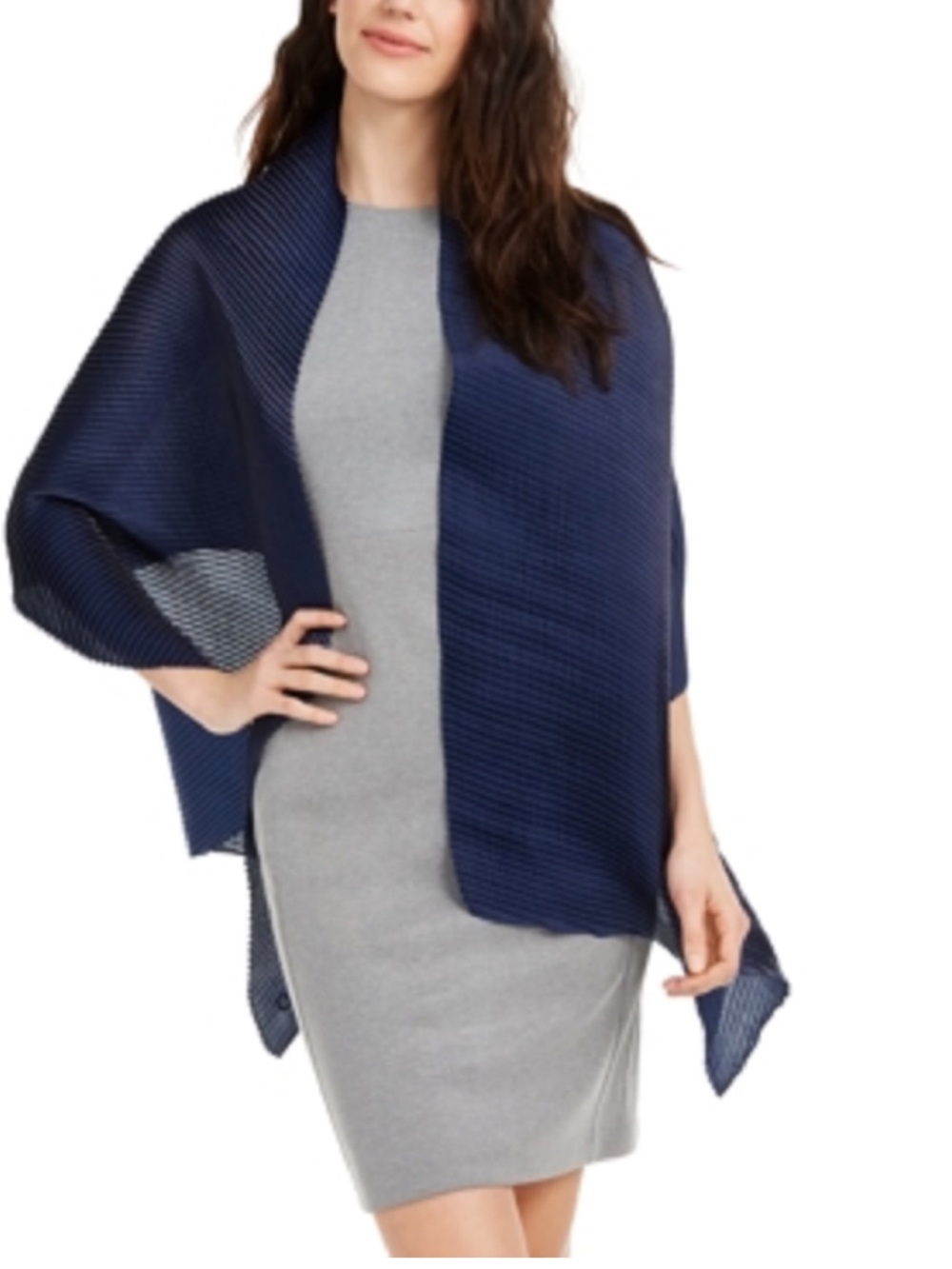 Calvin Klein Navy Pleated Lightweight Scarf
